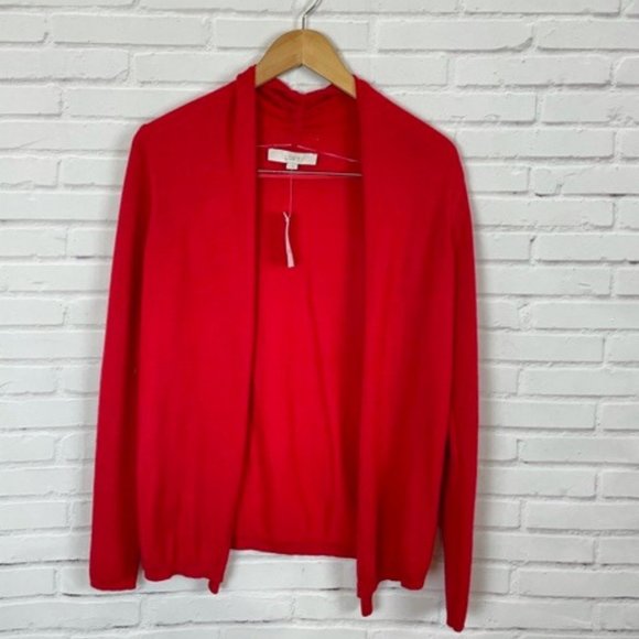 LOFT Sweaters - Loft Red Wool Blend Open Front Cardigan NWT